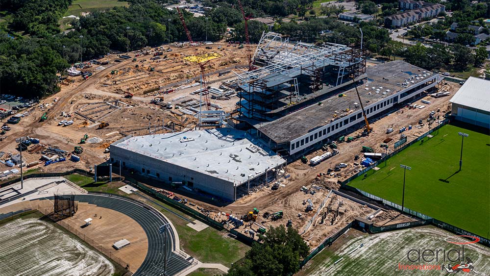 Aerial view of construction site
