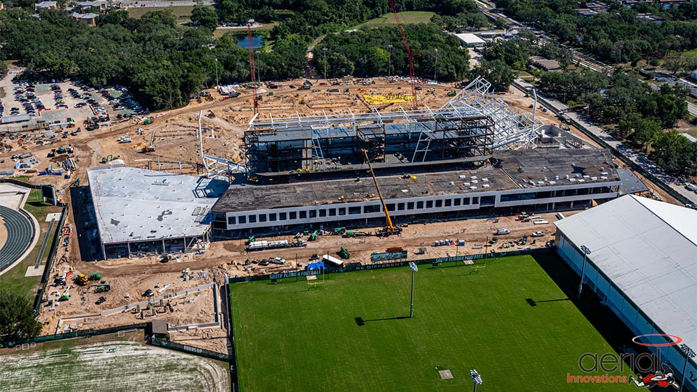 Aerial view of construction site