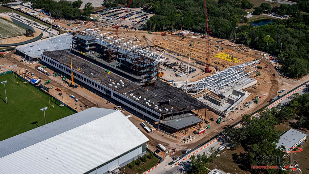 Aerial view of construction site