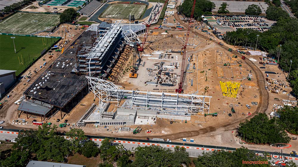 Aerial view of construction site