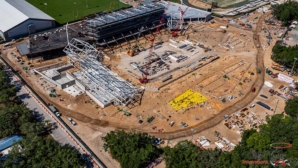 Aerial view of construction site