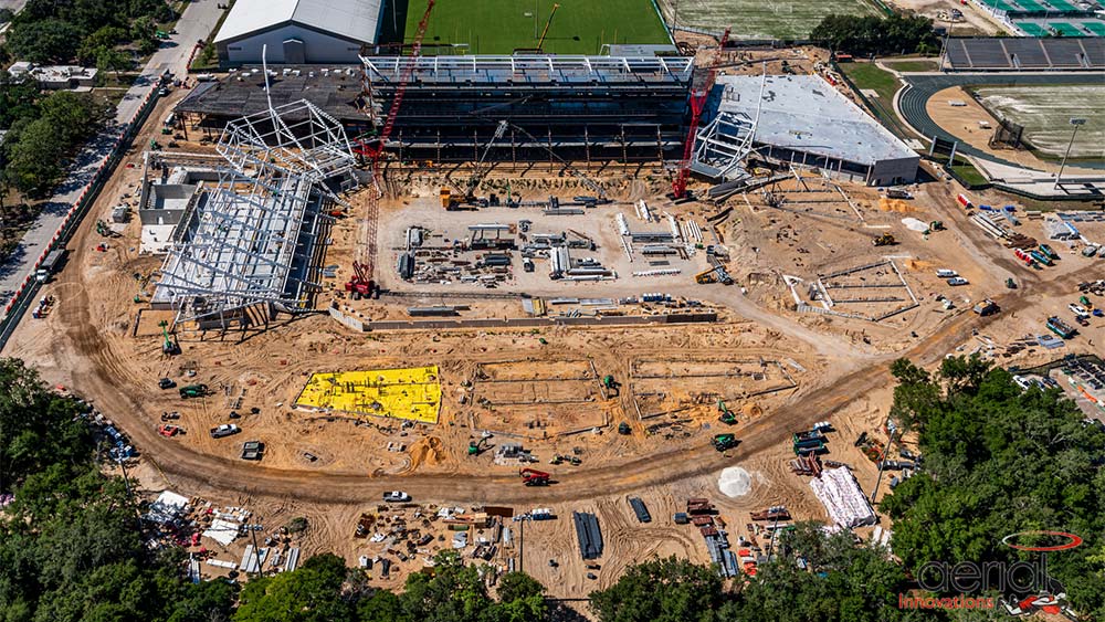 Aerial view of construction site