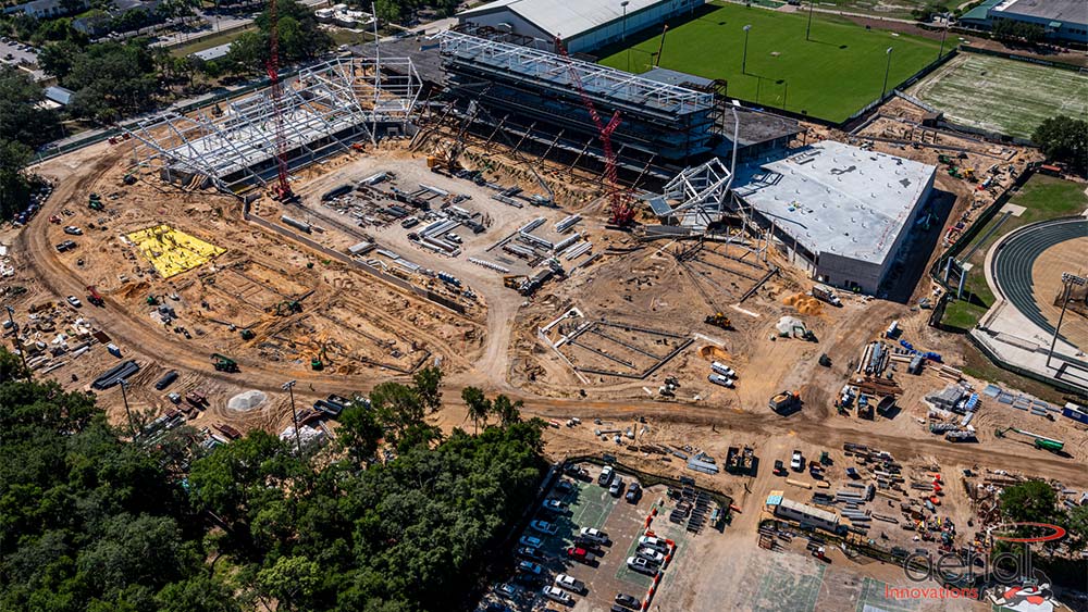 Aerial view of construction site