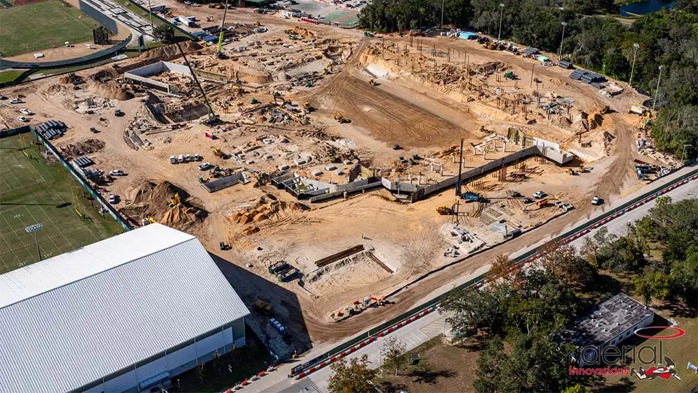Aerial view of construction site
