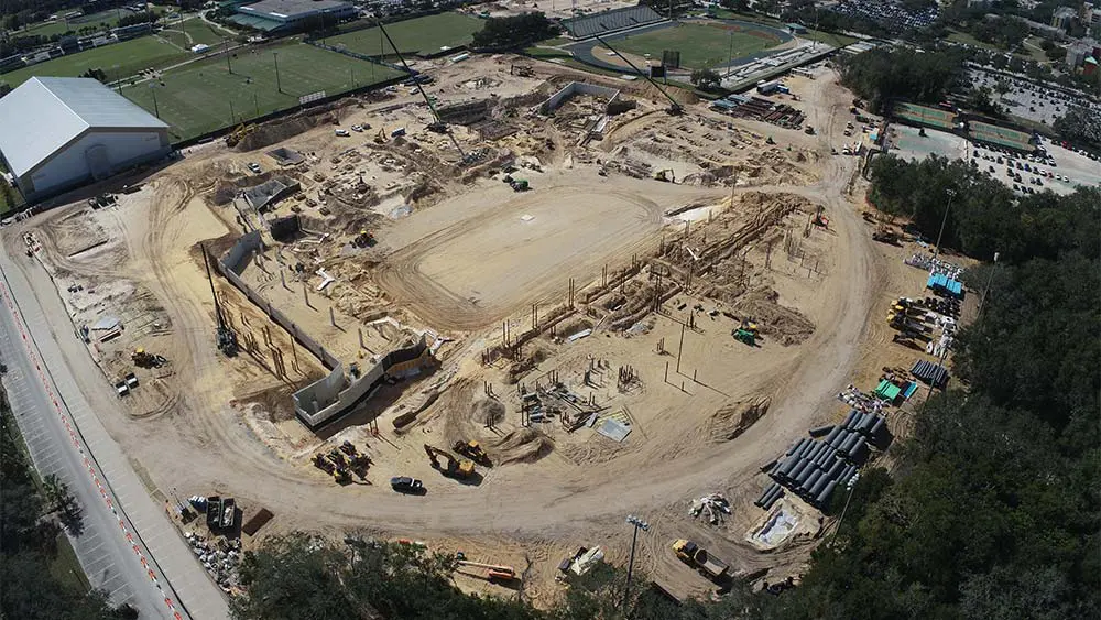Aerial view of construction site