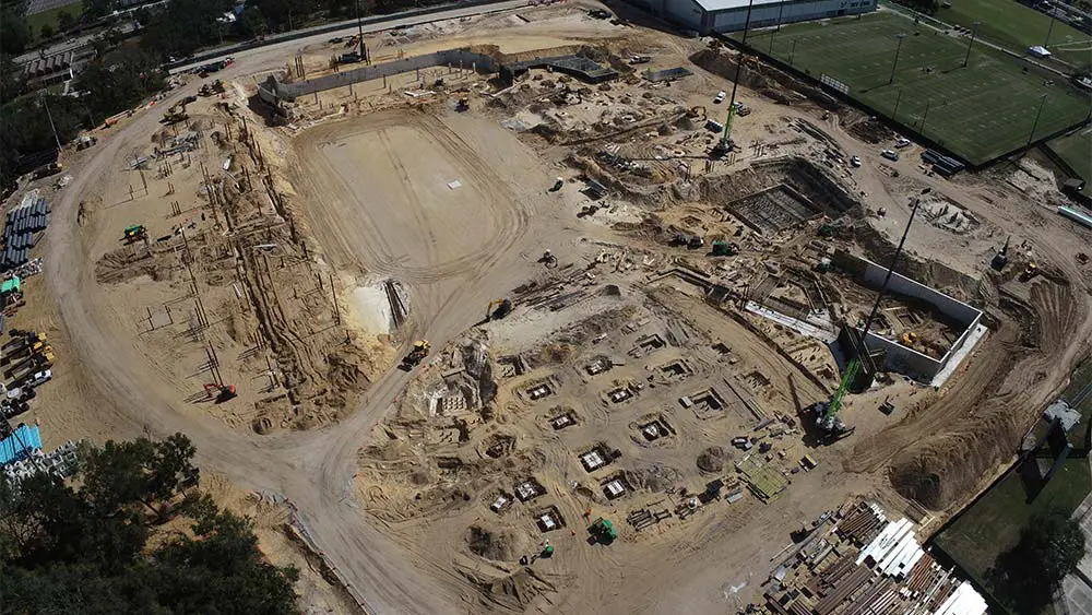 Aerial view of construction site
