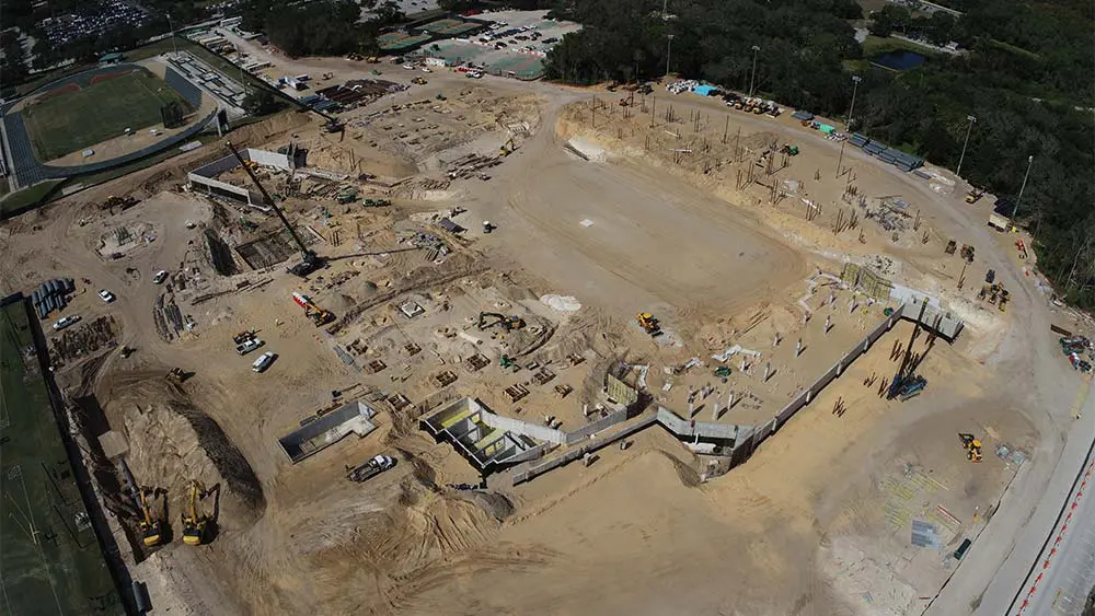 Aerial view of construction site