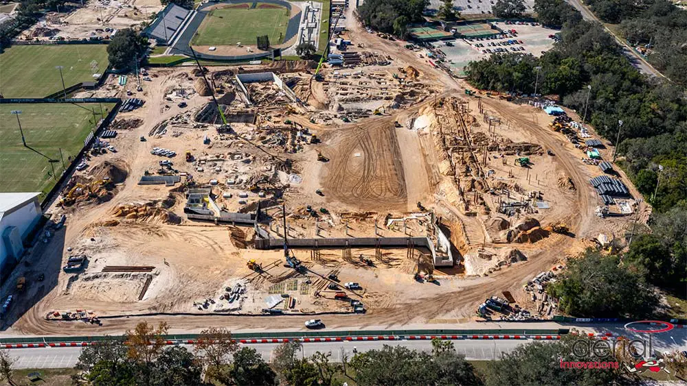 Aerial view of construction site