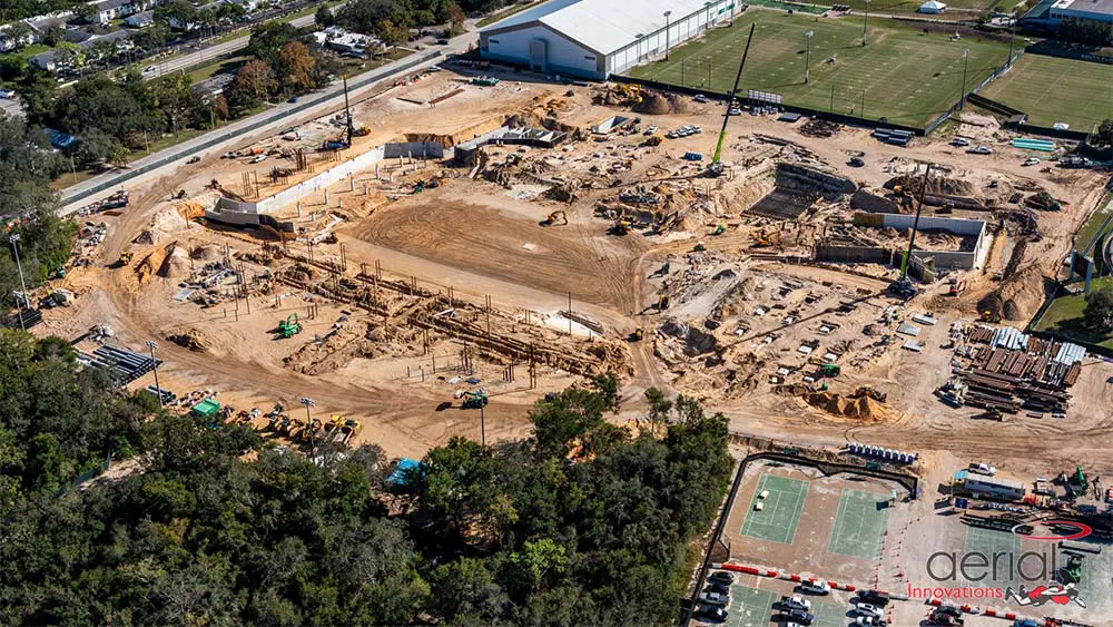 Aerial view of construction site