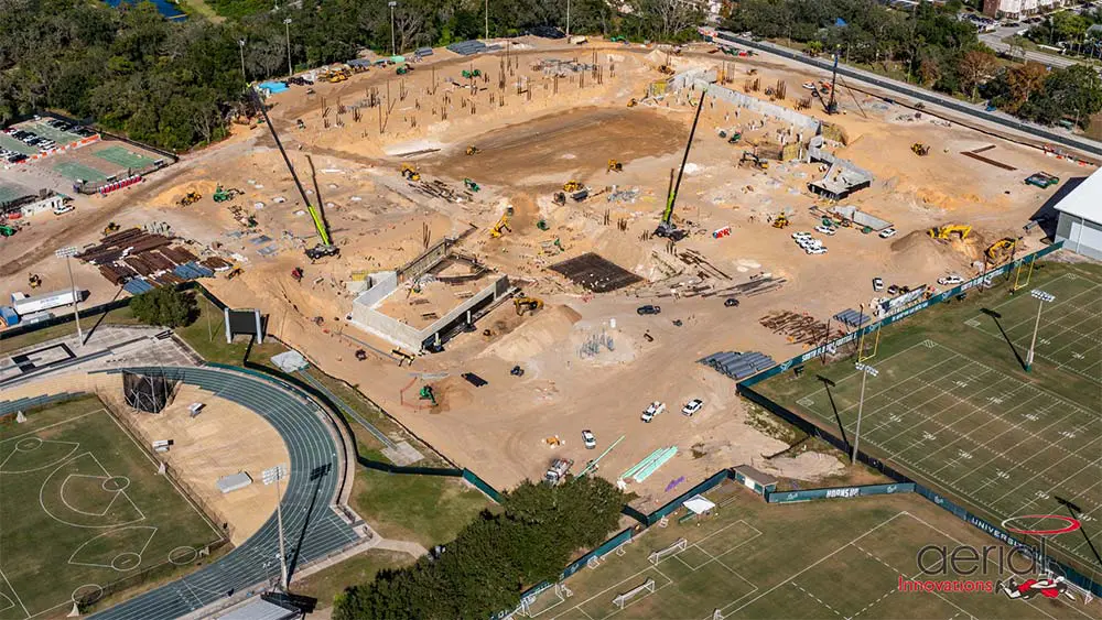 Aerial view of construction site