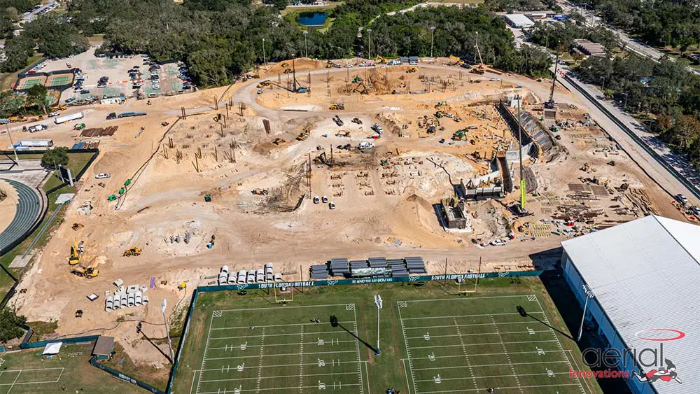 Aerial view of construction site