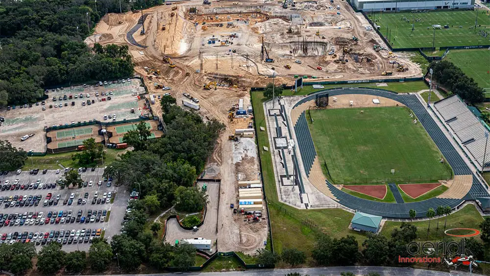 Aerial view of construction site