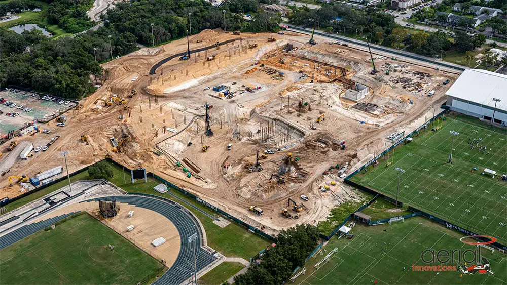 Aerial view of construction site
