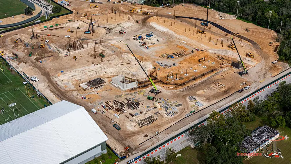 Aerial view of construction site