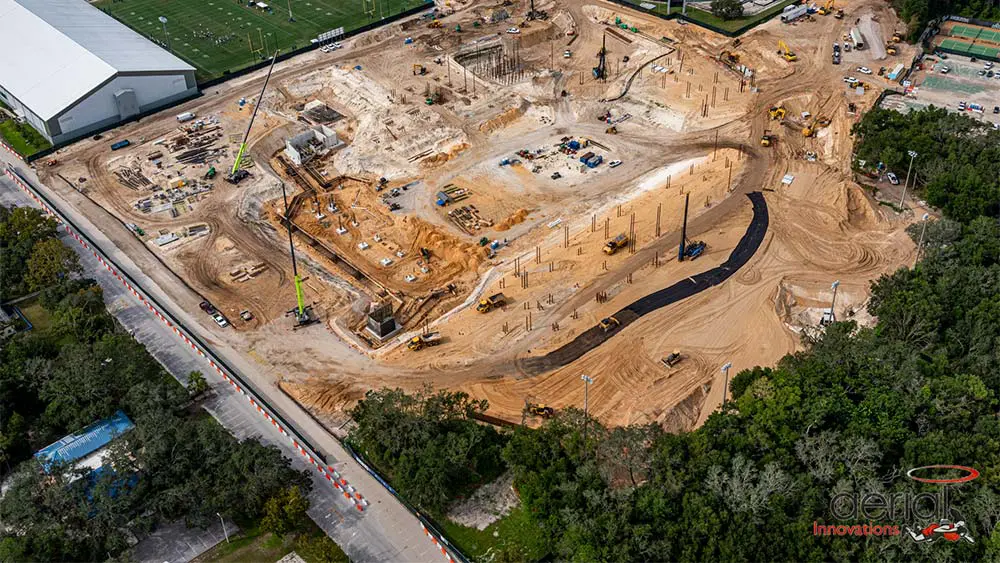 Aerial view of construction site