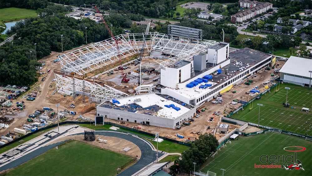 Aerial view of construction site