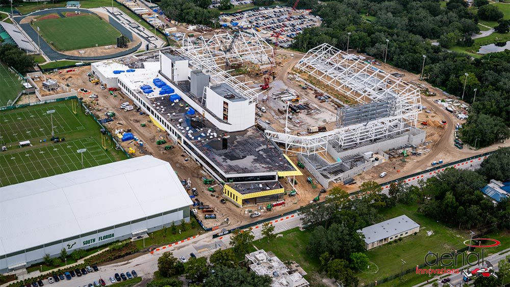 Aerial view of construction site