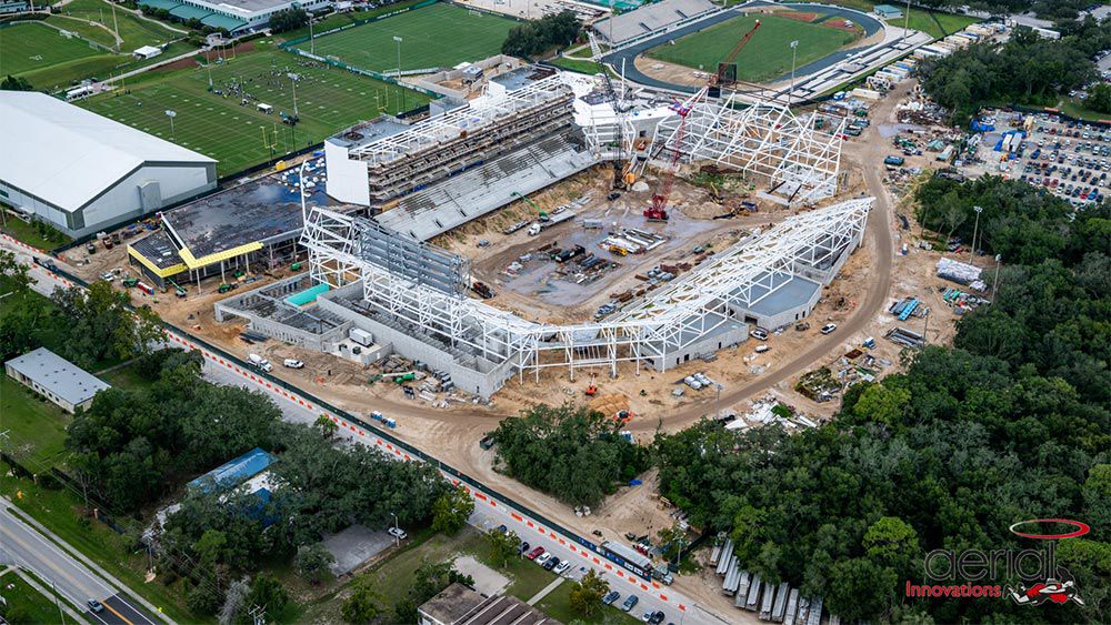Aerial view of construction site