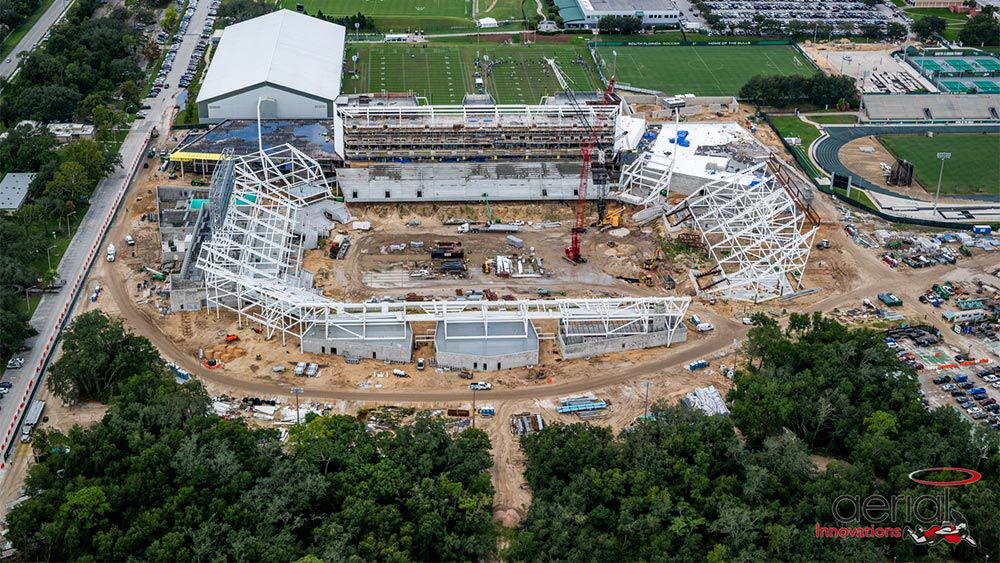 Aerial view of construction site