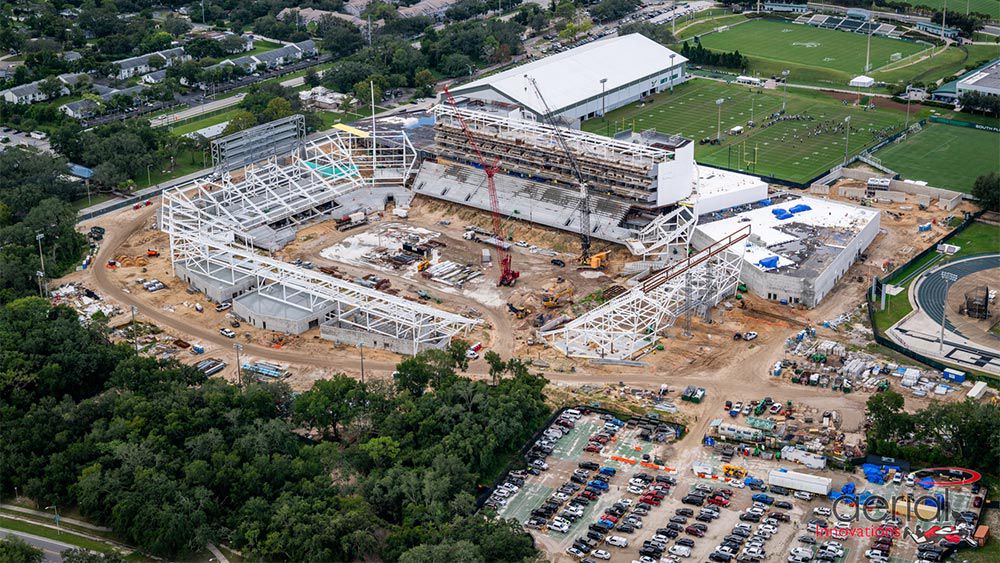 Aerial view of construction site