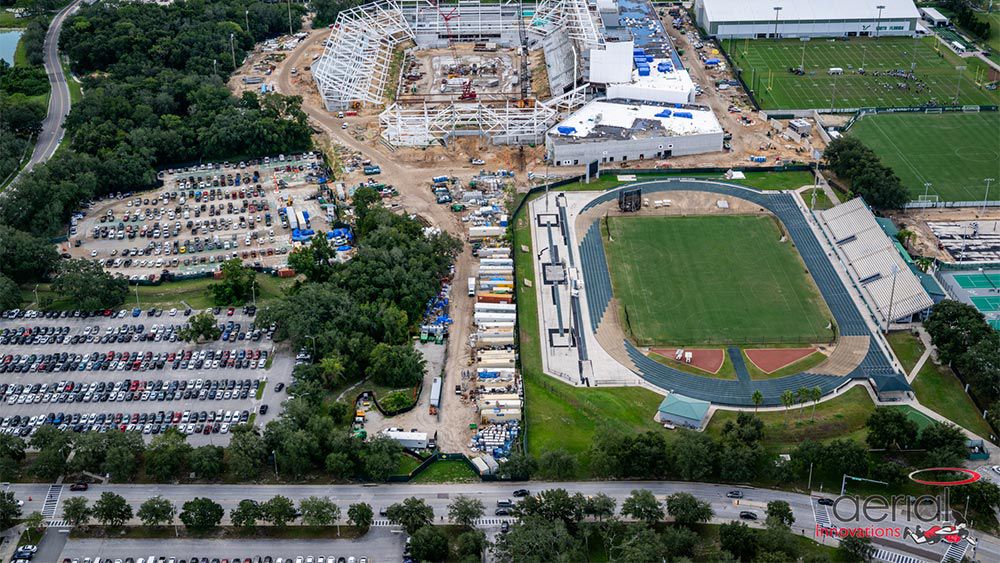 Aerial view of construction site