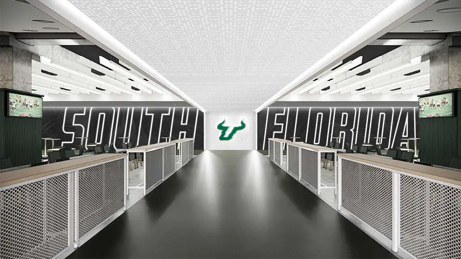 Rendering of field club seats with end zone view