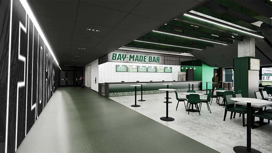 Rendering of field club lounge interior