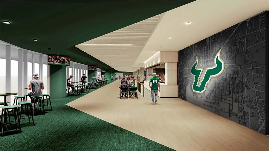 Rendering of sideline club seats interior