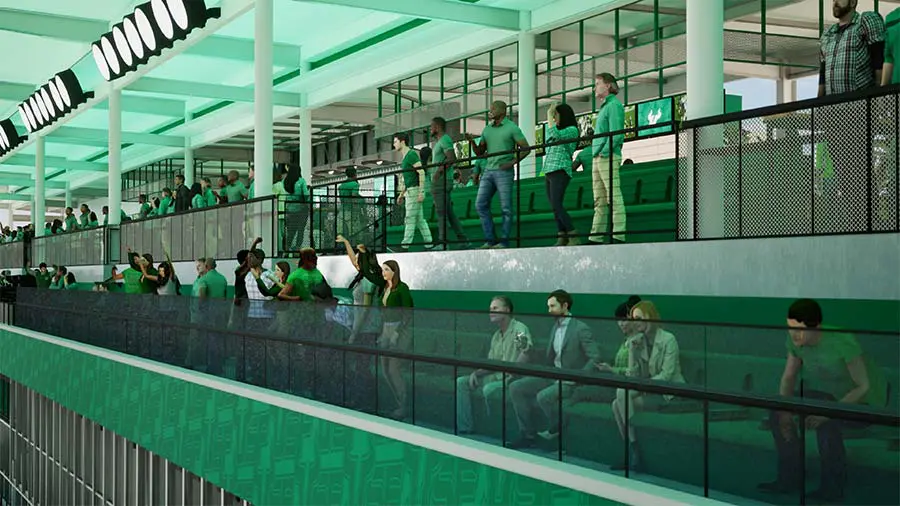 Rendering of patio level living room box